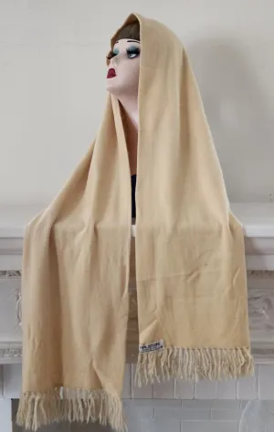 1970s Halston Scarf in Cream Cashmere Wool, Fringed
