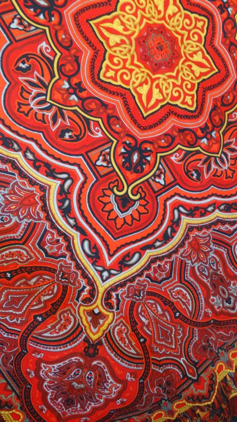 1980s Gucci Red Paisley Printed Fringe Shawl