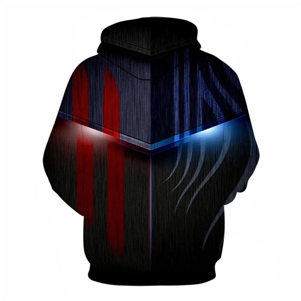 3D Graphic Printed Hoodies Red And Blue