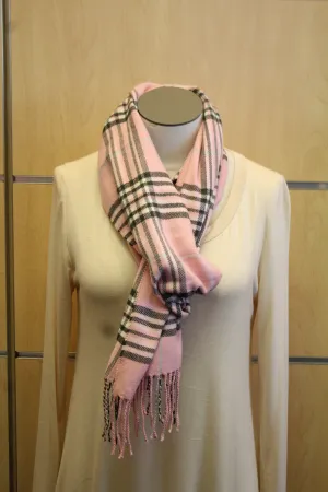 ADO | Cashmere Wrap Scarf Plaid Pink & Grey