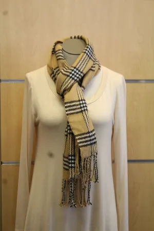 ADO | Cashmere Wrap Scarf Plaid Tan & Black