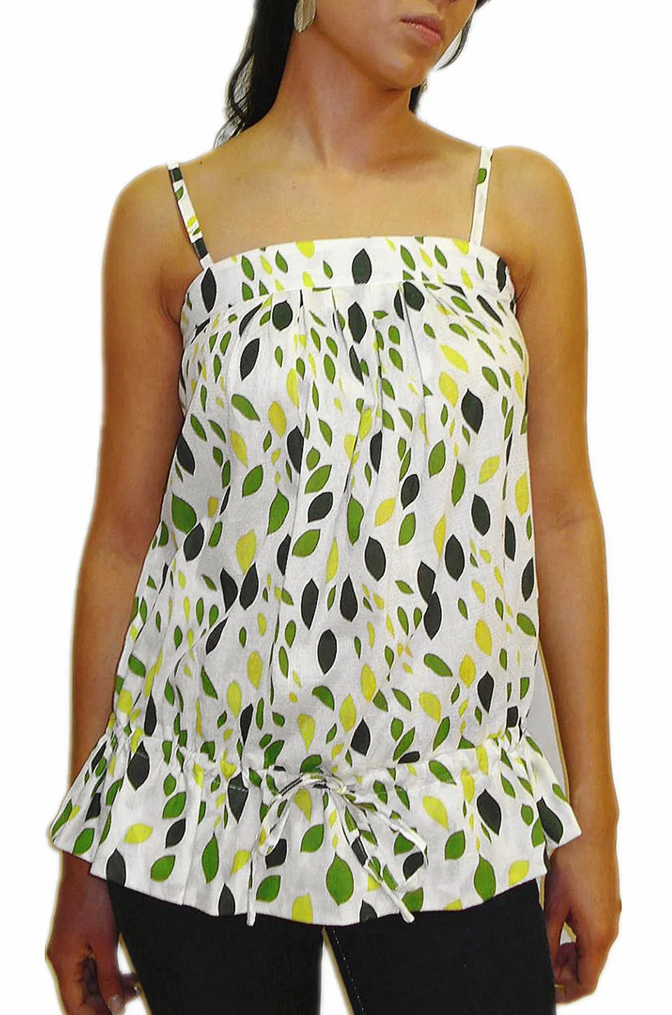 Alissa Long Cami in green floral