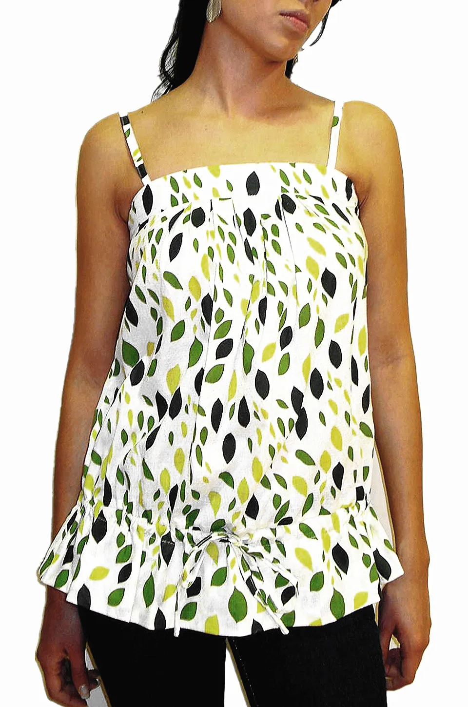 Alissa Long Cami in green floral