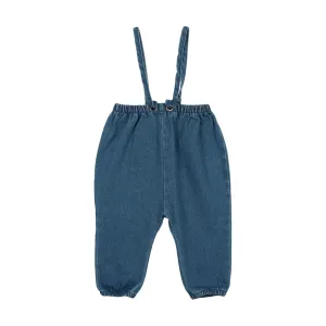 Analogie Denim Bow Suspender Romper - Blue Denim