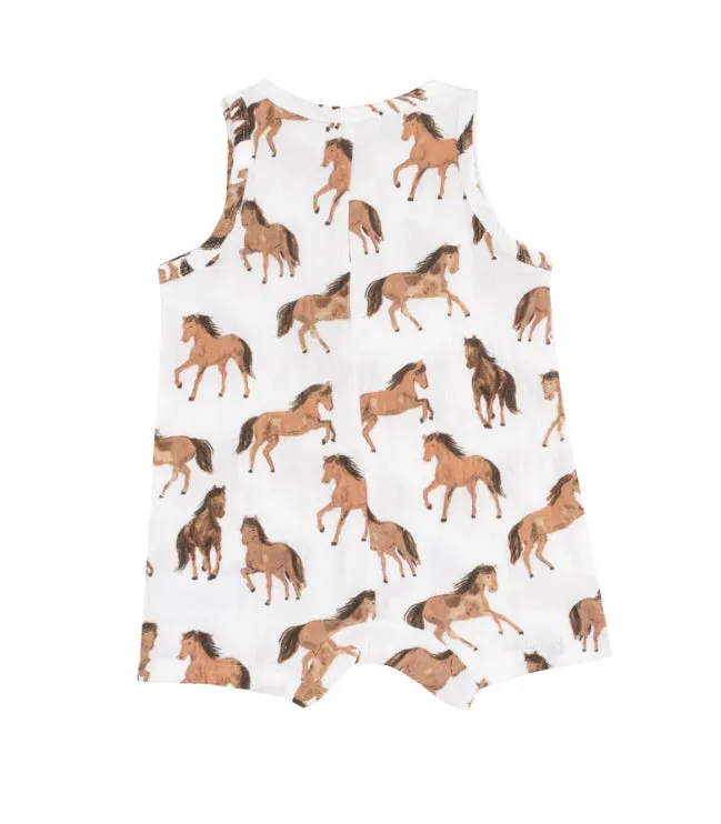 Angel Dear || Horses Sleeveless Shortie Romper