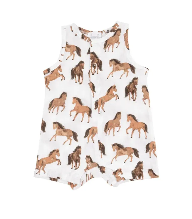 Angel Dear || Horses Sleeveless Shortie Romper