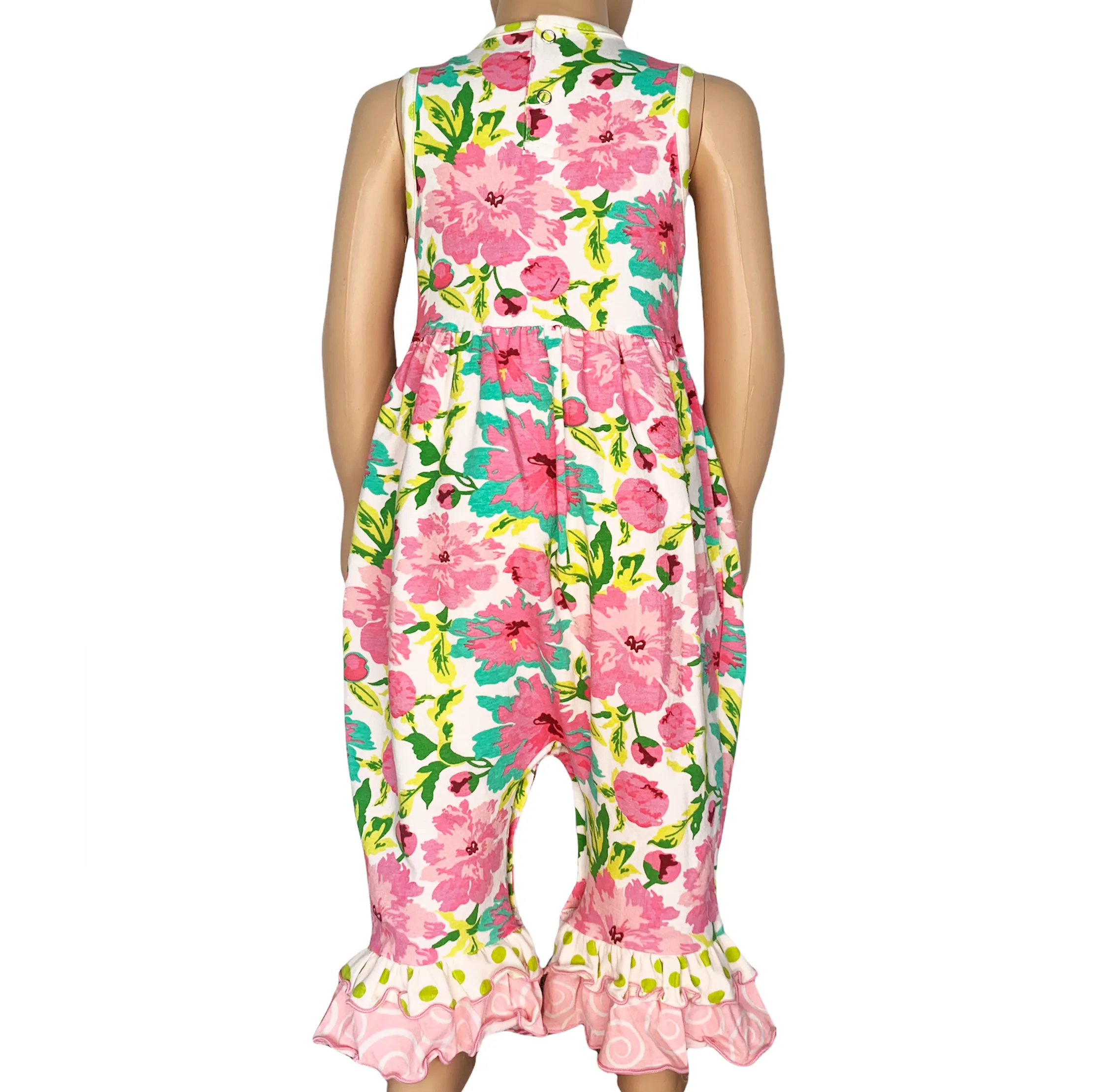 AnnLoren Springtime Easter Floral Baby/Toddler Girls Cotton Knit Romper