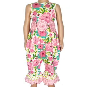 AnnLoren Springtime Easter Floral Baby/Toddler Girls Cotton Knit Romper