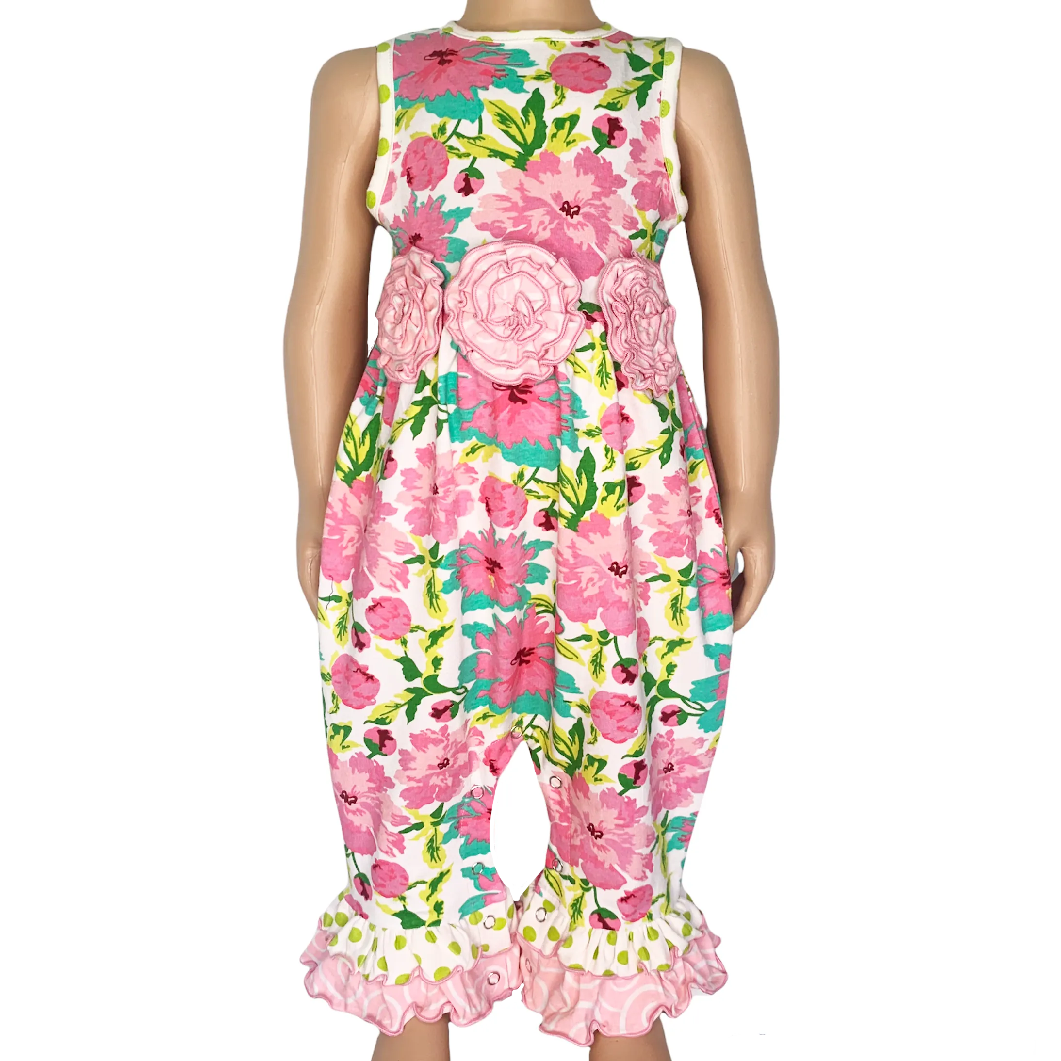 AnnLoren Springtime Easter Floral Baby/Toddler Girls Cotton Knit Romper