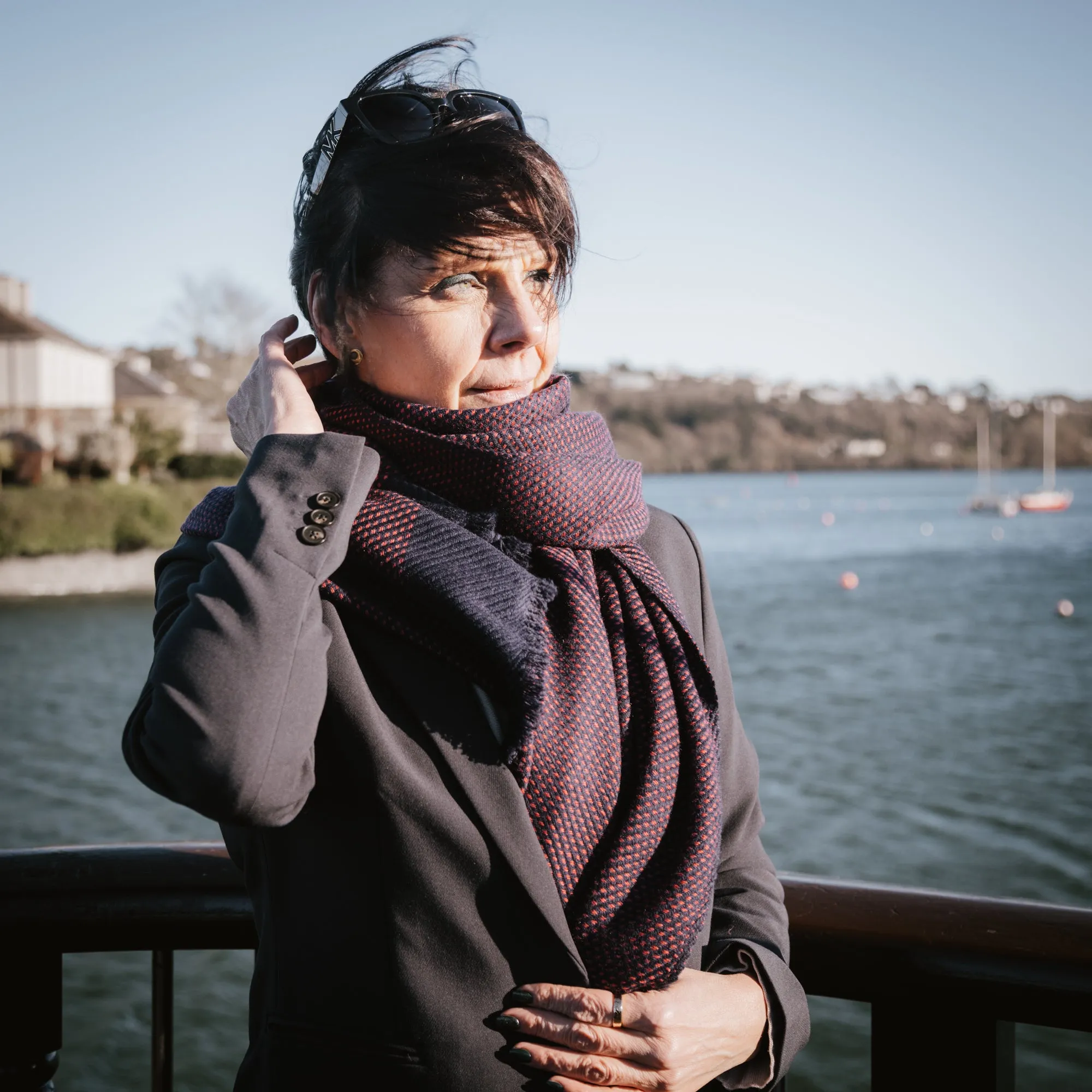 Ashley Scarf - Navy & Pink