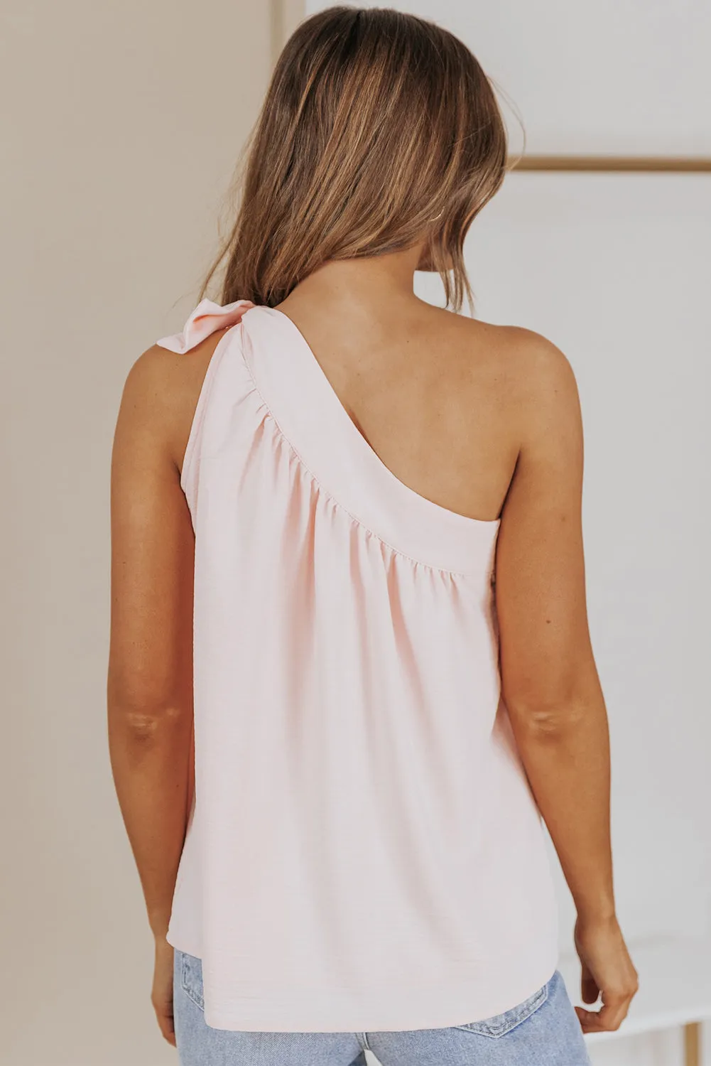 Asymmetric Tie Shoulder Sleeveless Top