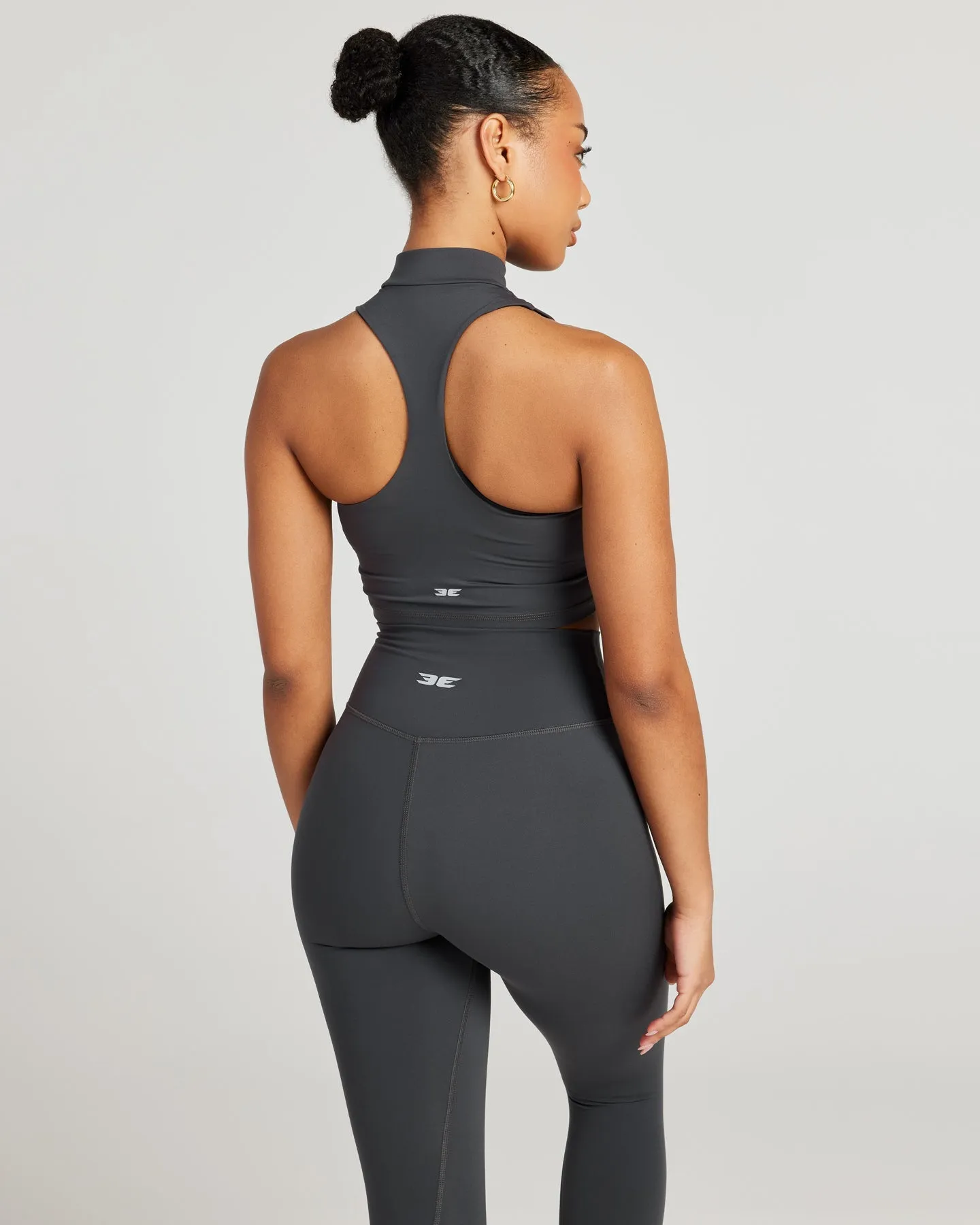 Aura Mock Neck Tank - Charcoal