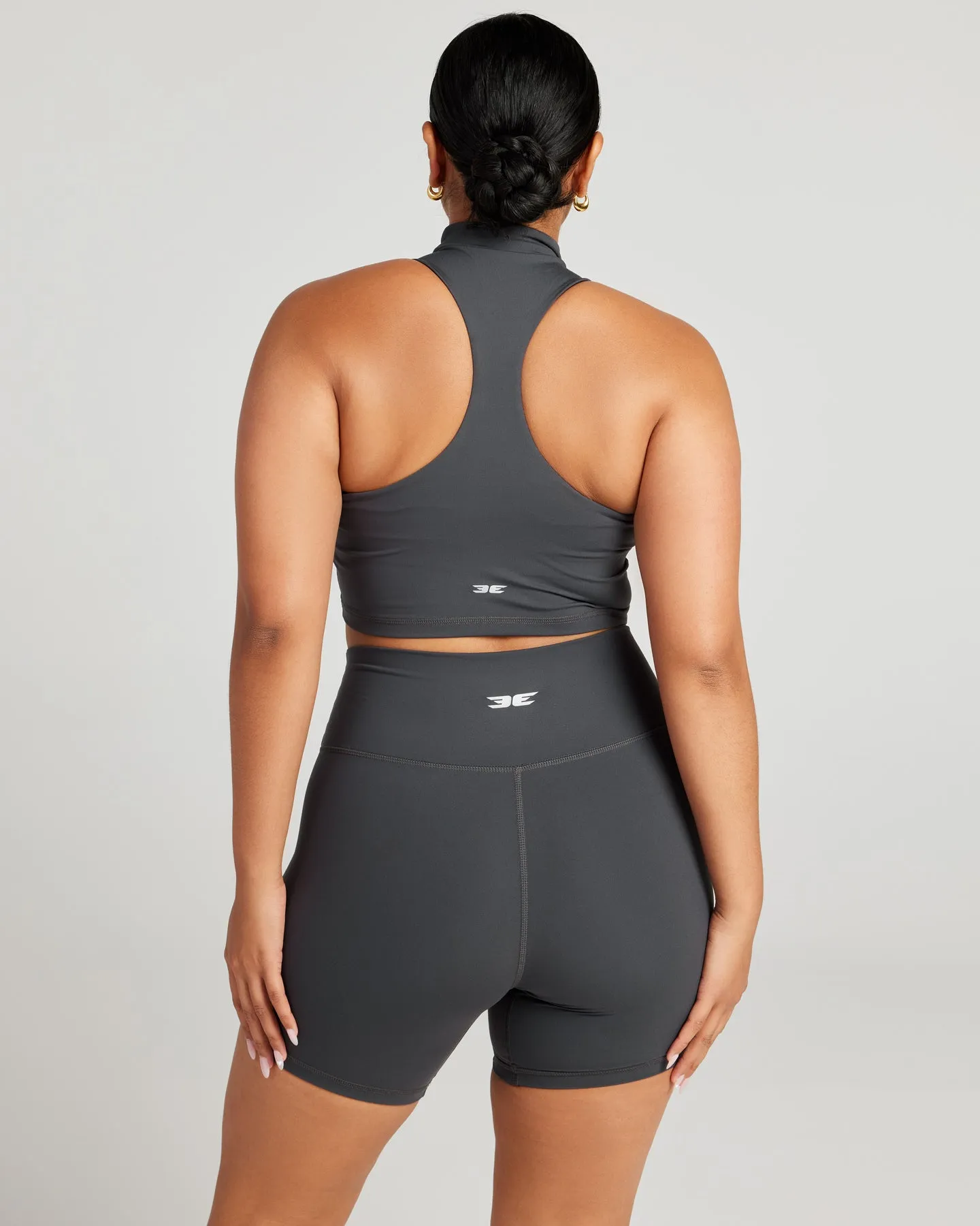 Aura Mock Neck Tank - Charcoal