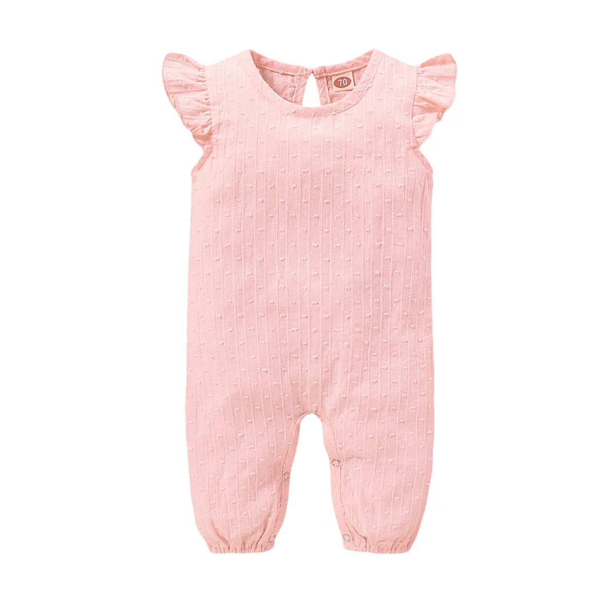 Baby Girl Ruffle Sleeve Cotton Jumpsuit - Pink, Yellow, White