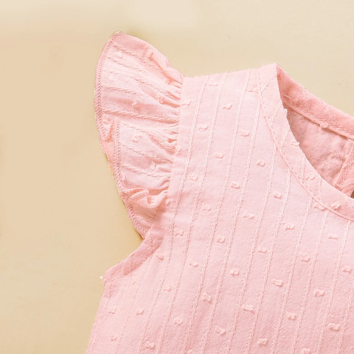 Baby Girl Ruffle Sleeve Cotton Jumpsuit - Pink, Yellow, White