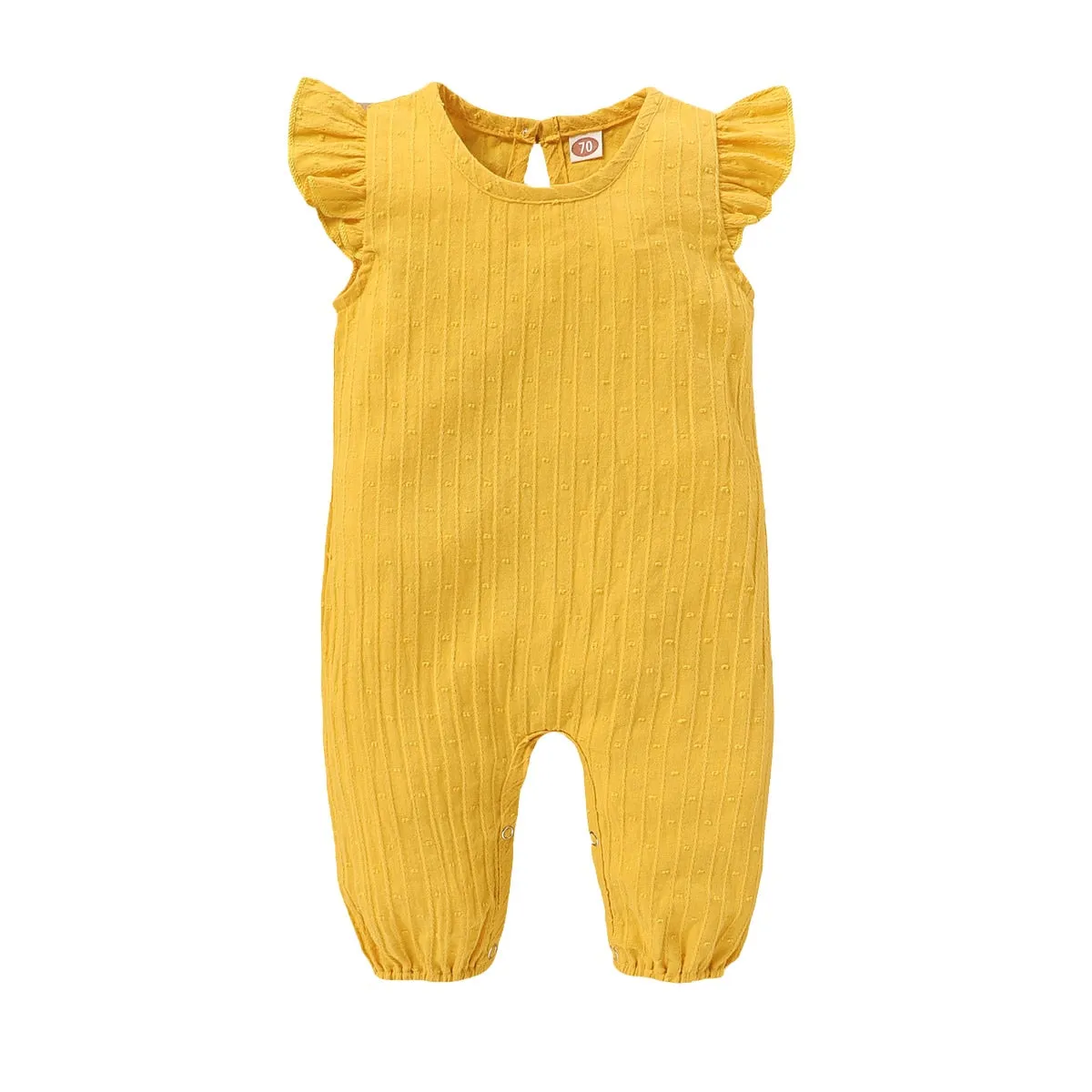 Baby Girl Ruffle Sleeve Cotton Jumpsuit - Pink, Yellow, White