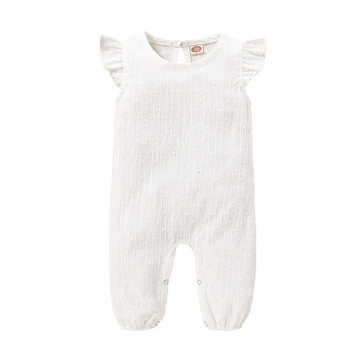 Baby Girl Ruffle Sleeve Cotton Jumpsuit - Pink, Yellow, White