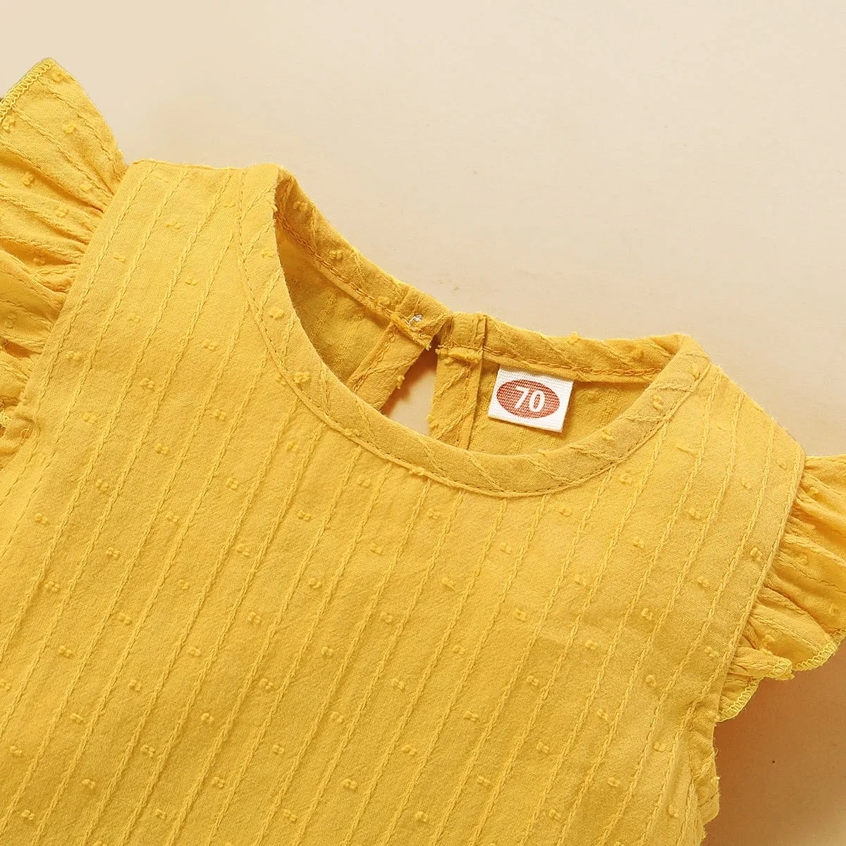 Baby Girl Ruffle Sleeve Cotton Jumpsuit - Pink, Yellow, White