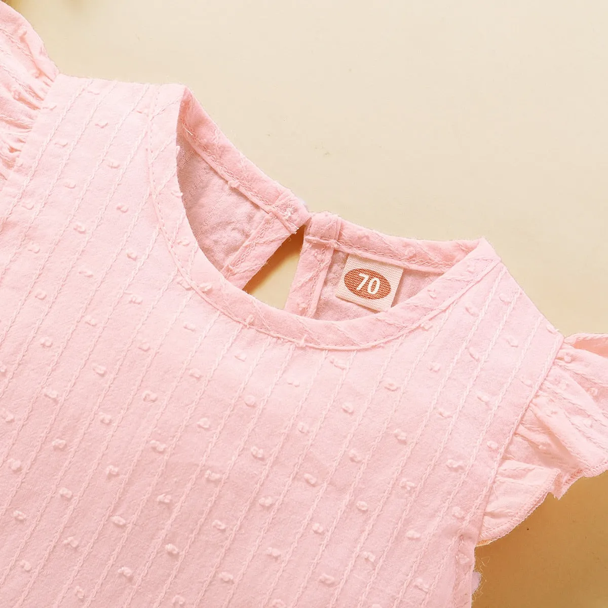 Baby Girl Ruffle Sleeve Cotton Jumpsuit - Pink, Yellow, White