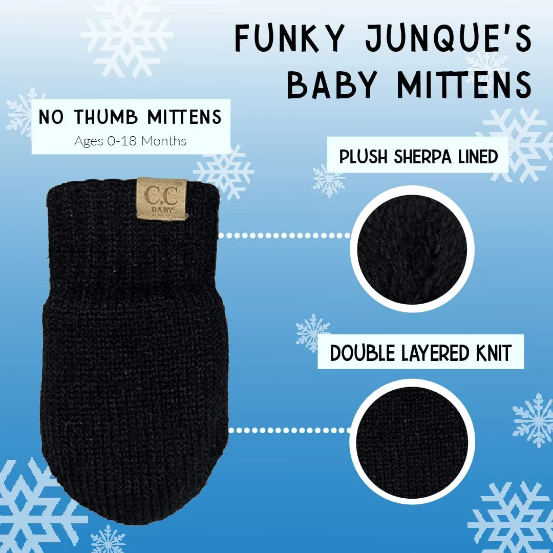 Baby Pom Beanie and Matching Mittens Set by Funky Junque