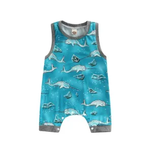 Baby Sleeveless Romper: Shark / Fish In The Sea