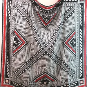 Baccarat Stole Louxor Red/Black Printed Silk Twill Shawl Scarf