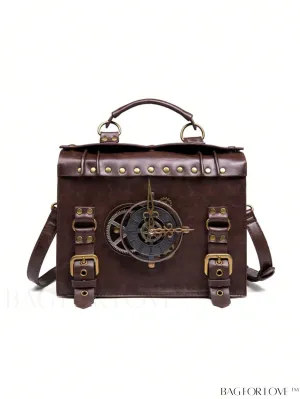 BagForLove - Vintage Womens Crossbody Bag with Clock Decor and Mobile Phone Compatibility