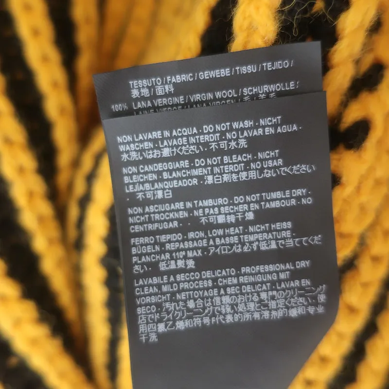 Balenciaga Oversized Shredded Knit Scarf Yellow/Black Ribbed Wool
