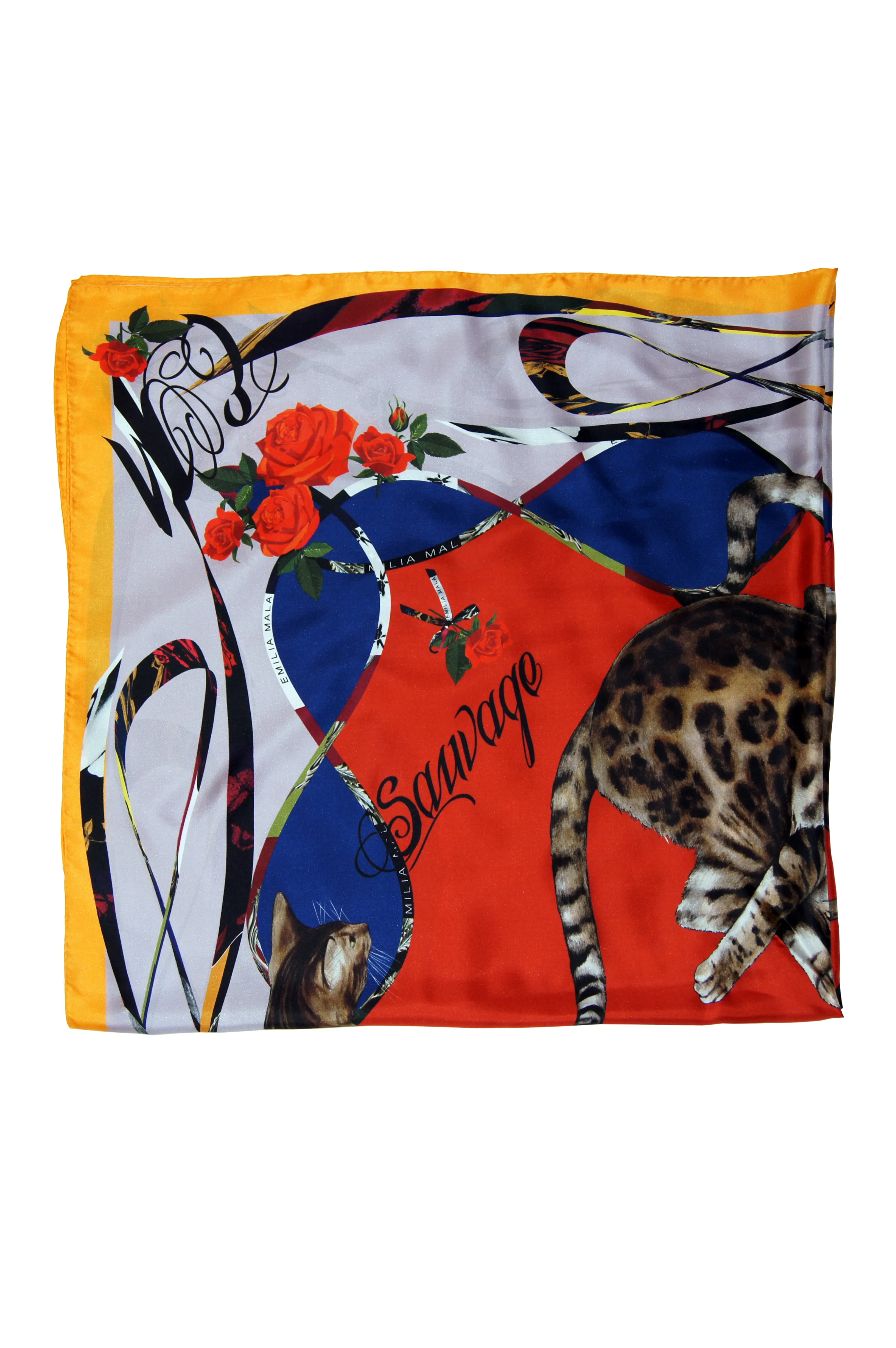 BENGAL MALICIEUSE / RED Large Silk Print Scarf