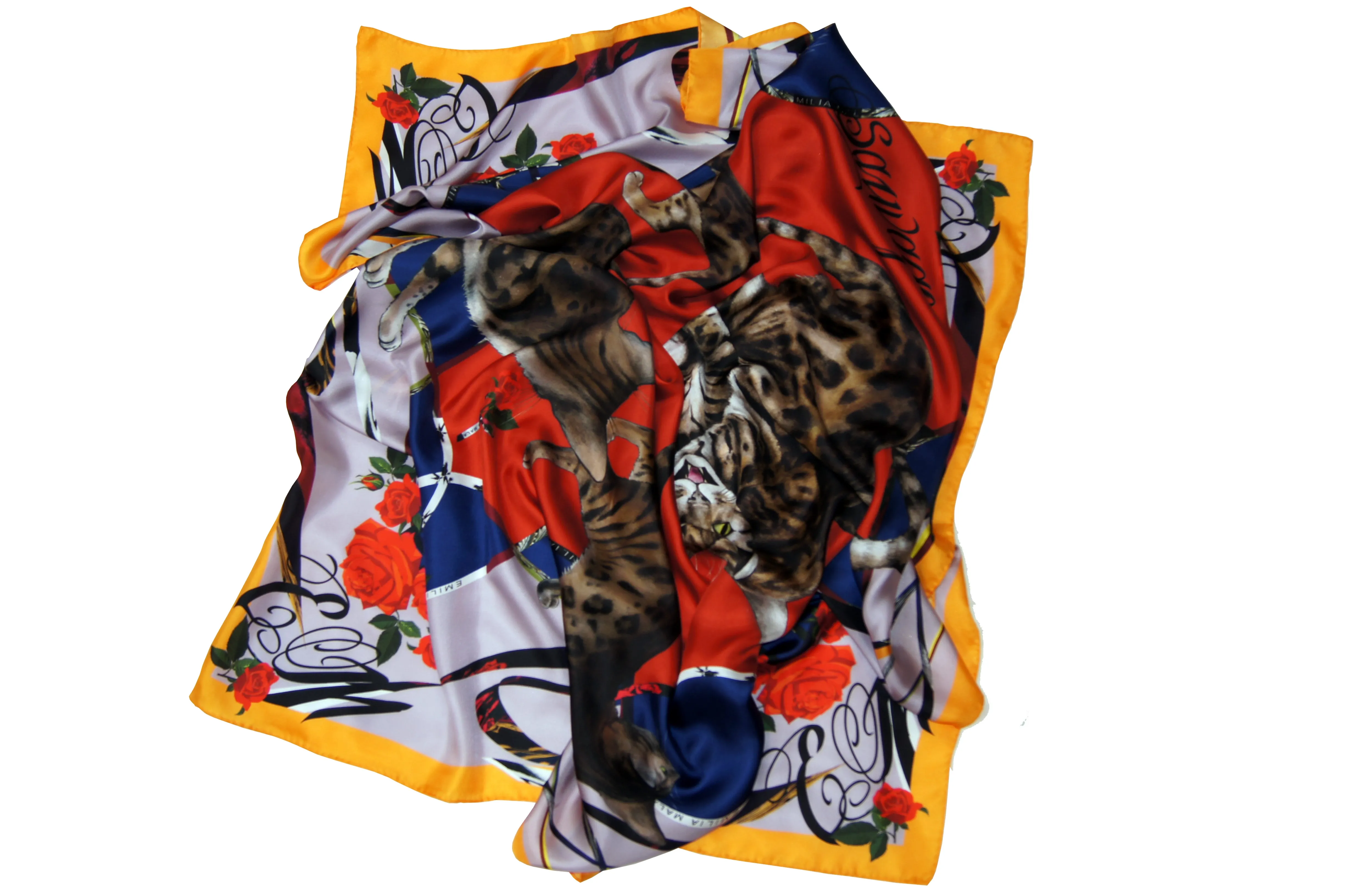 BENGAL MALICIEUSE / RED Large Silk Print Scarf