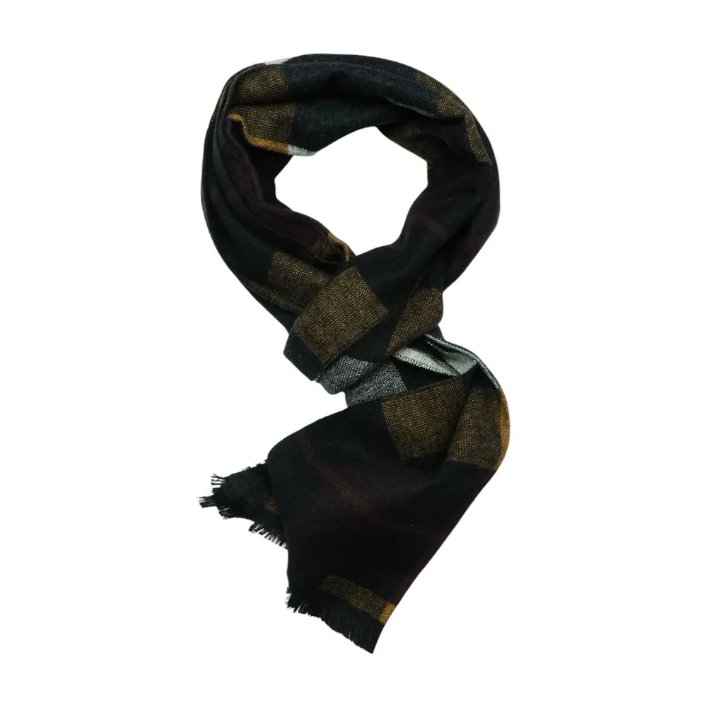 Black Plaid Polyester Scarf