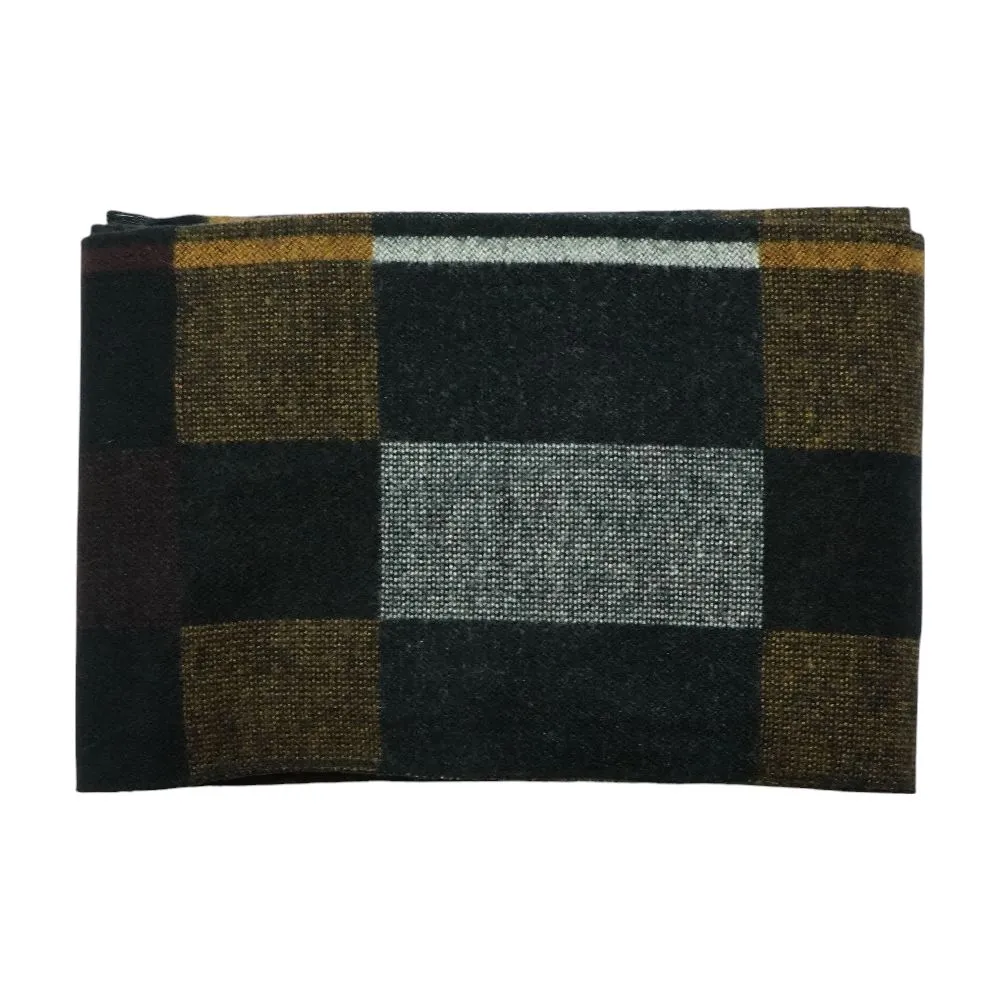 Black Plaid Polyester Scarf