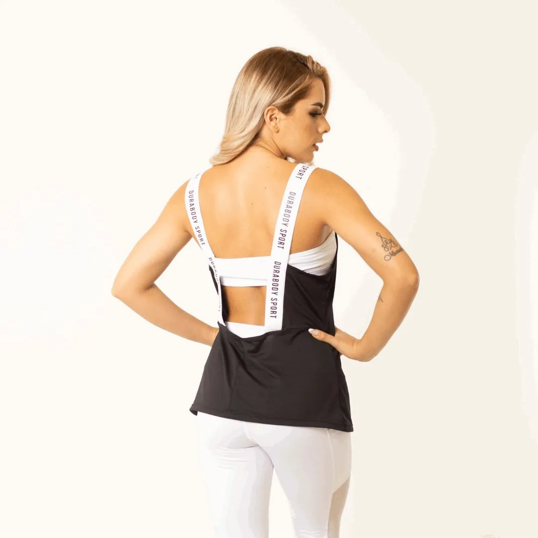 Black Tank Top With White Sports Top