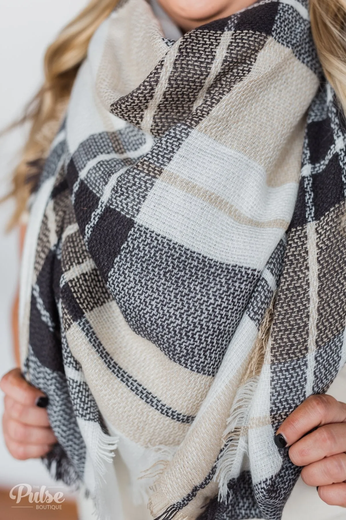 Blanket Scarf- Oatmeal, Gray, White
