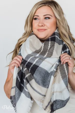 Blanket Scarf- Oatmeal, Gray, White
