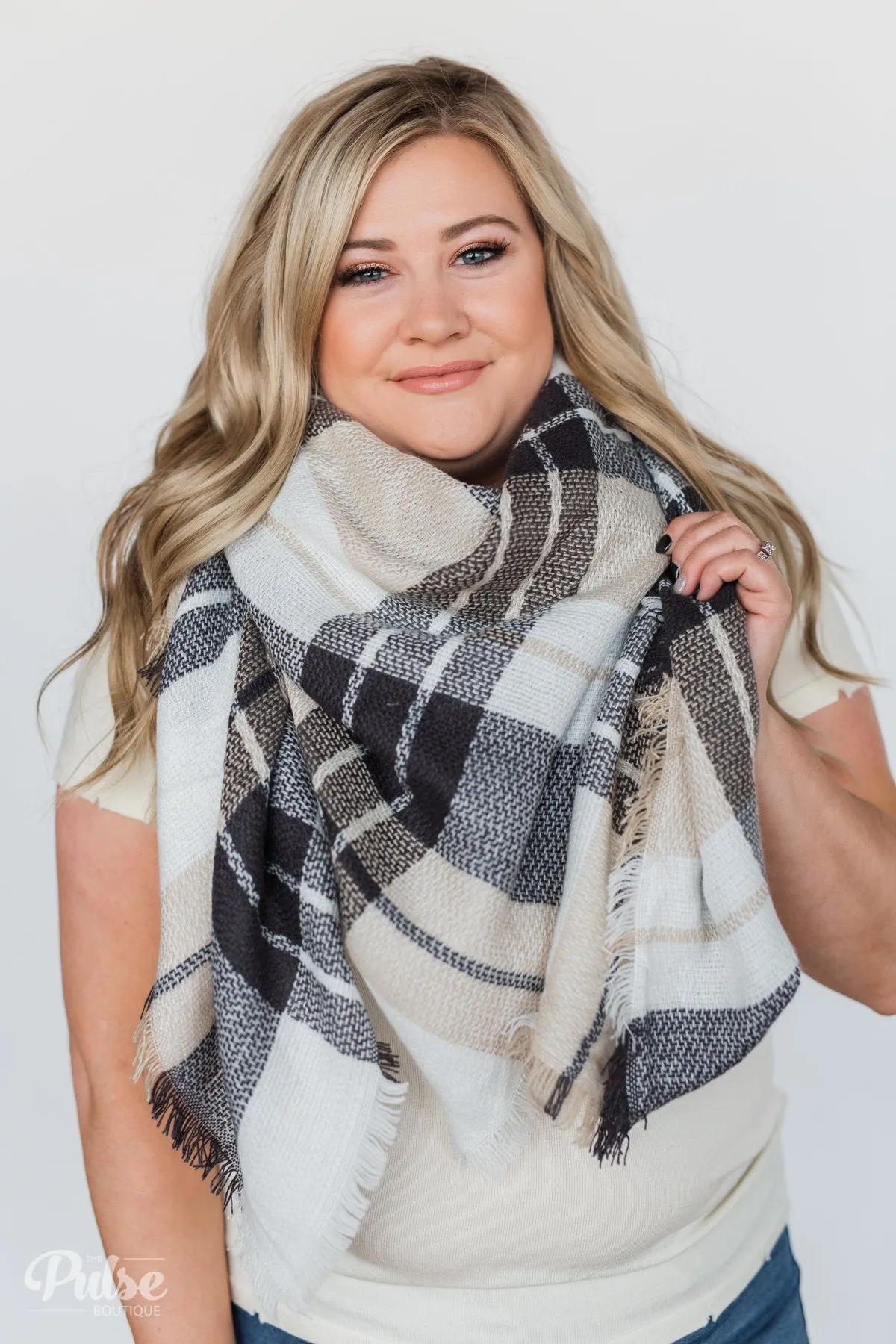 Blanket Scarf- Oatmeal, Gray, White