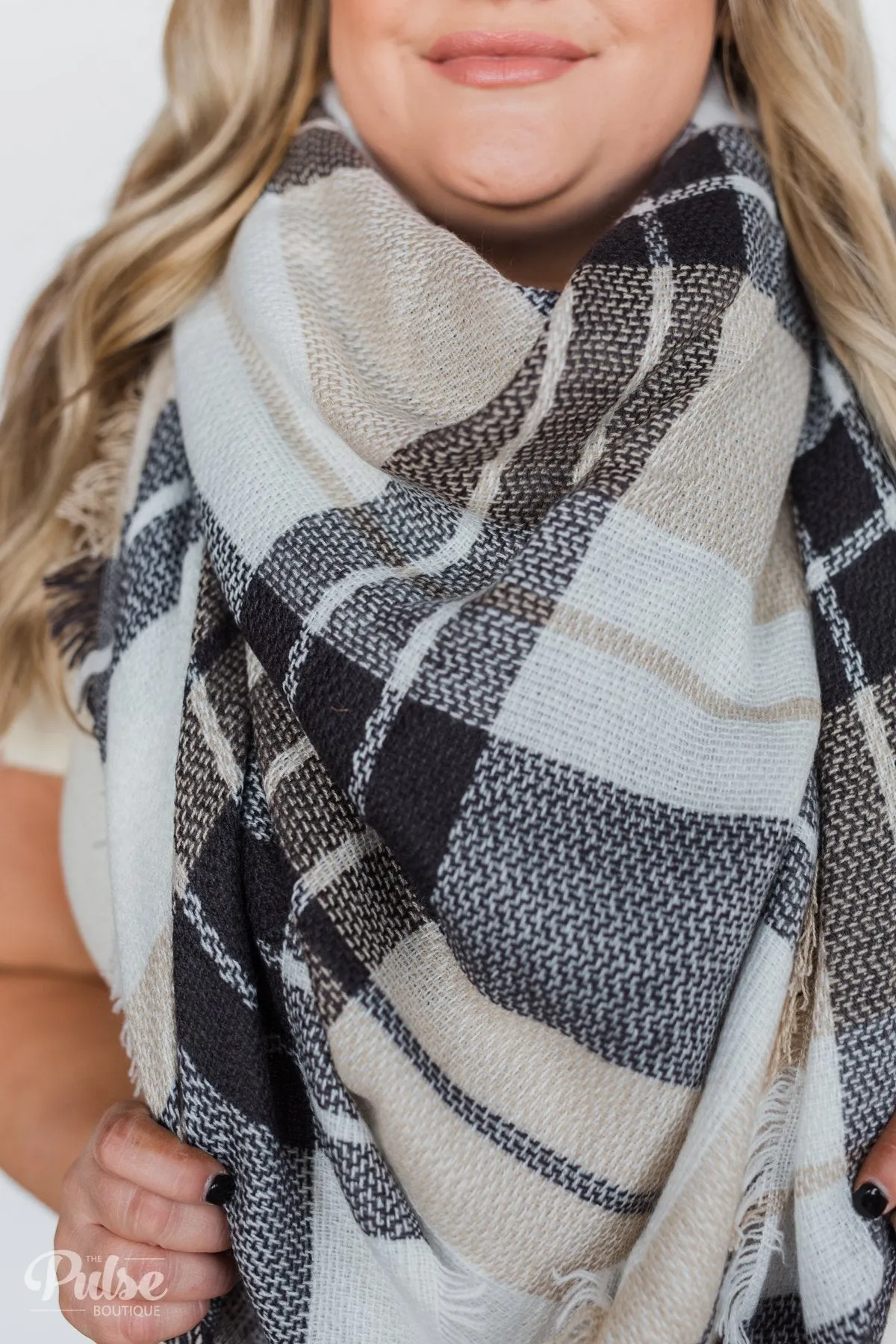 Blanket Scarf- Oatmeal, Gray, White
