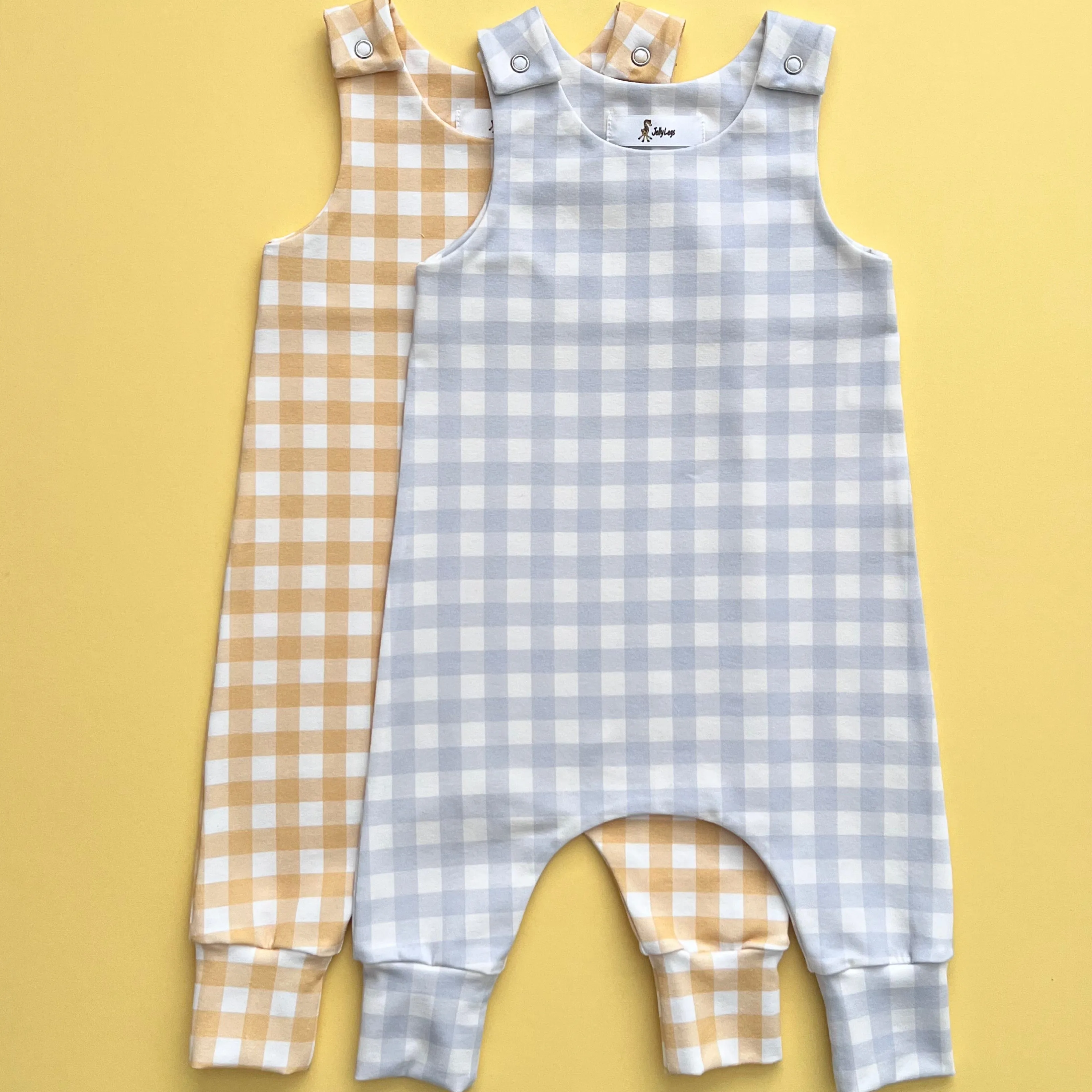 BLUE CHECK DUNGAREE ROMPER