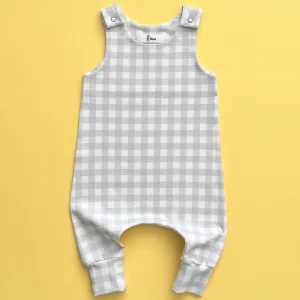 BLUE CHECK DUNGAREE ROMPER