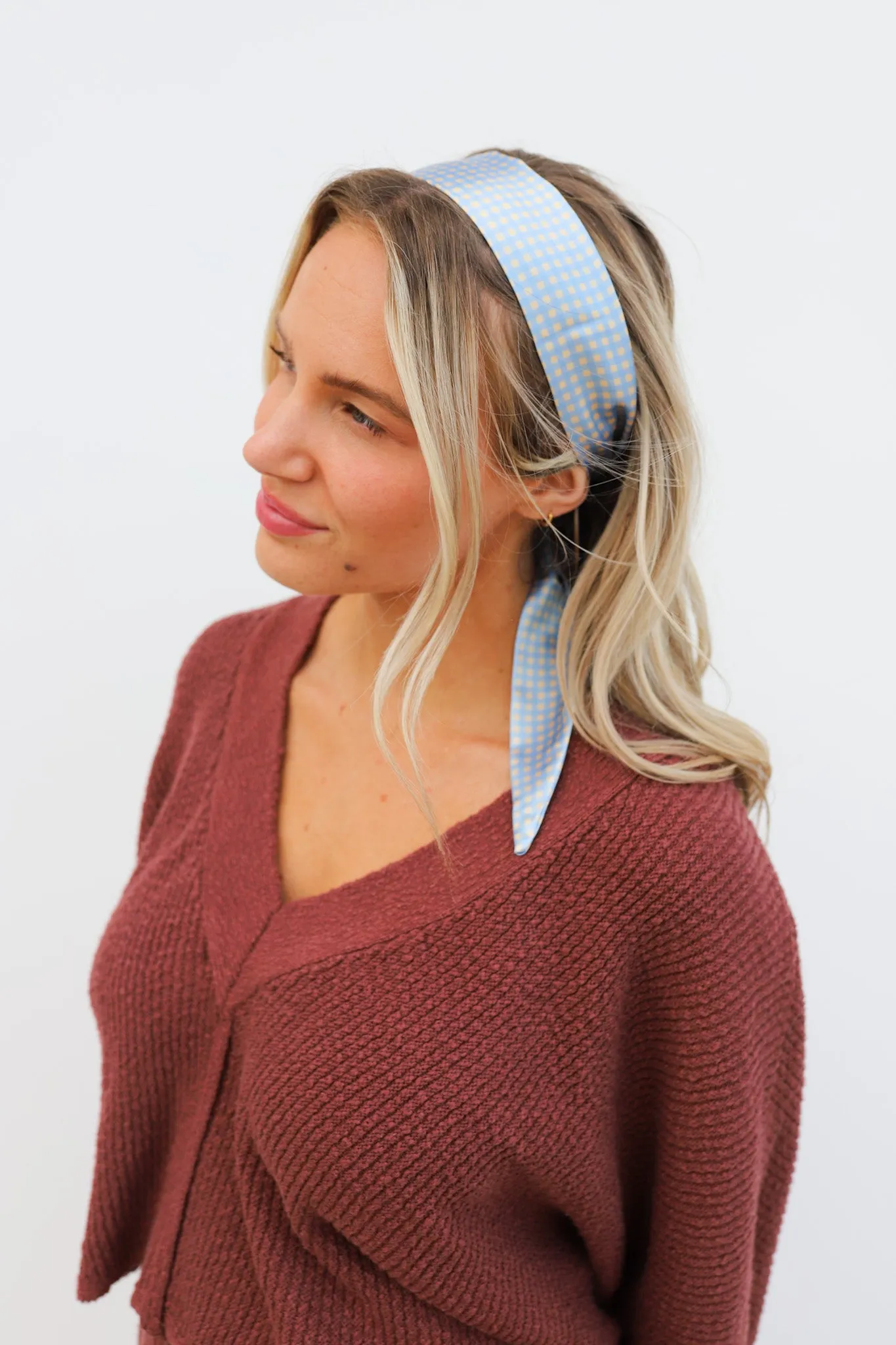 BLUE PLAID HAIR SCARF