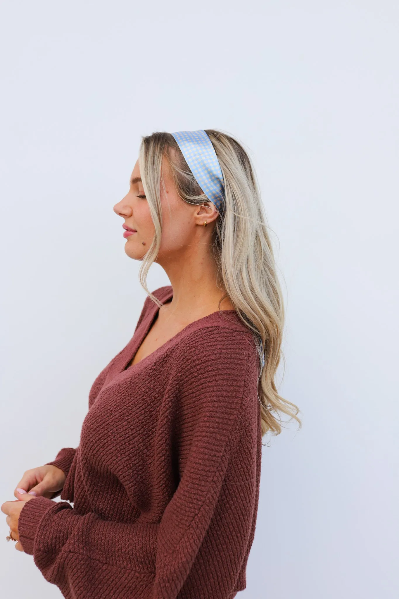 BLUE PLAID HAIR SCARF