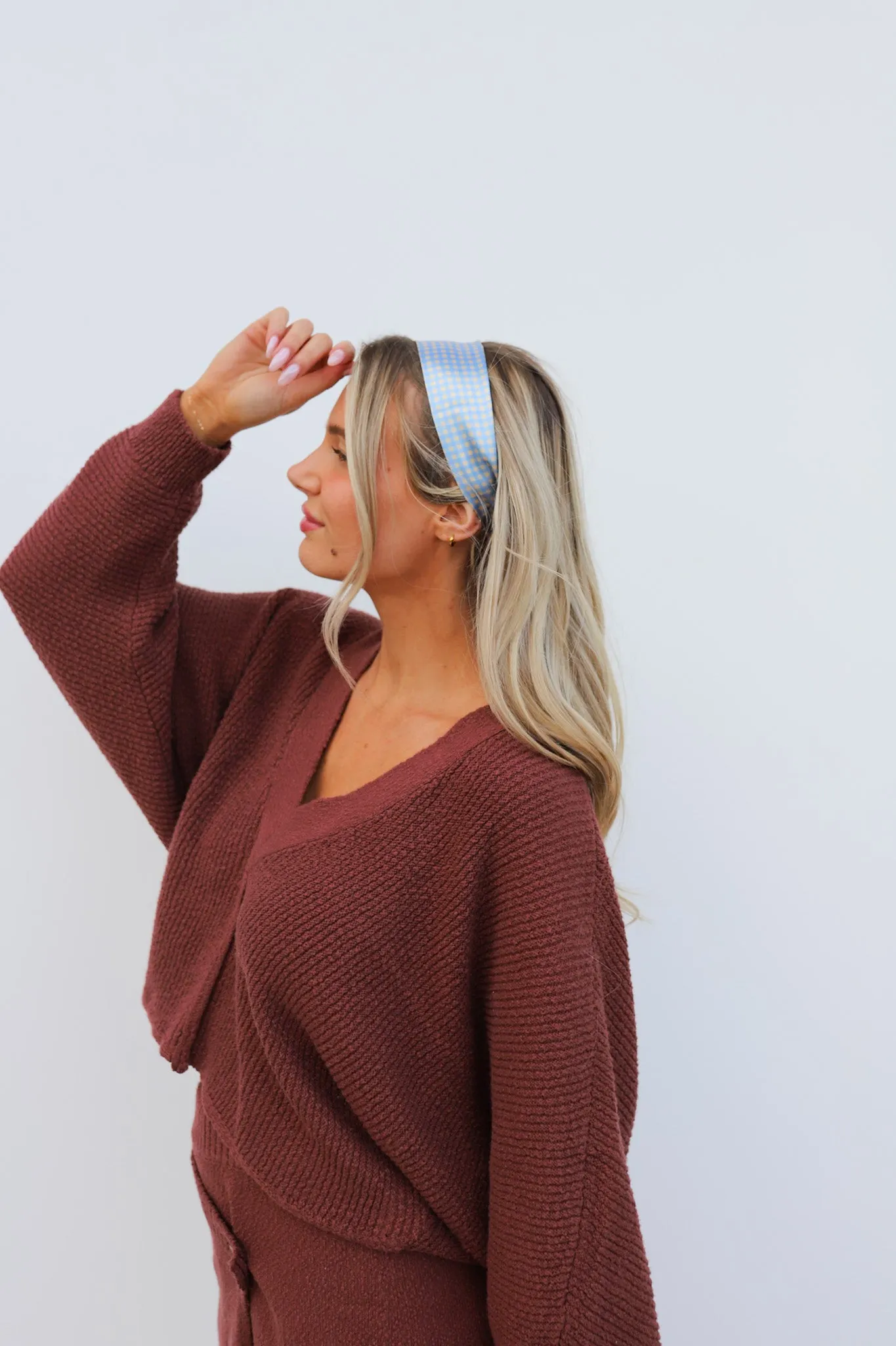 BLUE PLAID HAIR SCARF