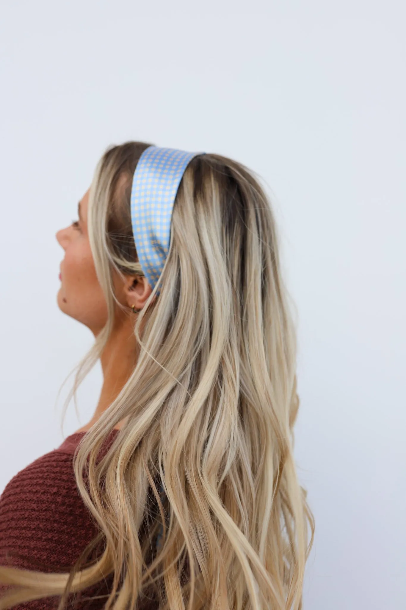 BLUE PLAID HAIR SCARF