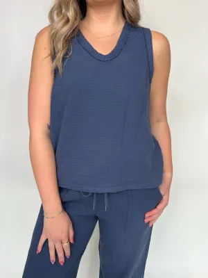 Bobi V- Neck Raw Edge Tank