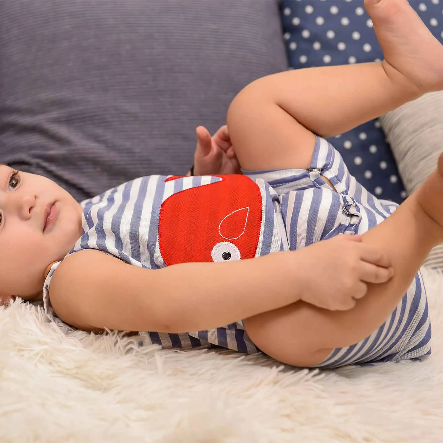 Boys Whale Applique Romper