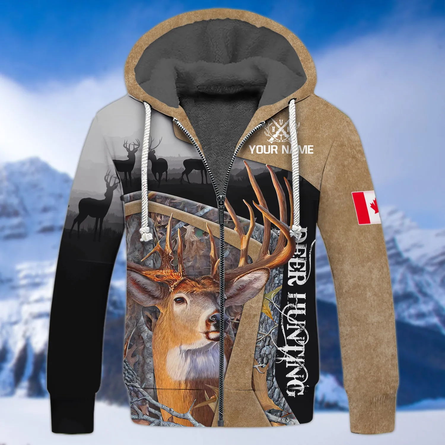 Canada Hunting - Personalized Name 3D Zipper Hoodie, 3D Fleece Zipper