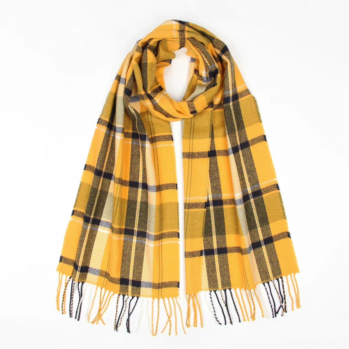 Cashmere Plaid Scarf Winter Pashmina Shawl And Wrap Unisex Thick Foulard Lady Tassel Warm Scarves Bufanda Stole