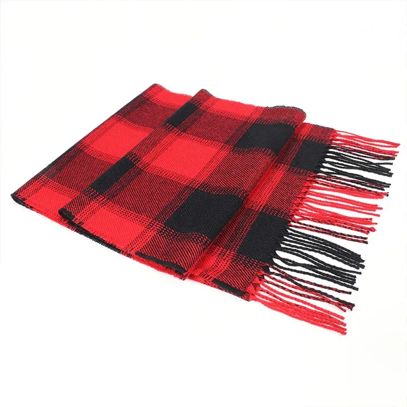 Cashmere Plaid Scarf Winter Pashmina Shawl And Wrap Unisex Thick Foulard Lady Tassel Warm Scarves Bufanda Stole