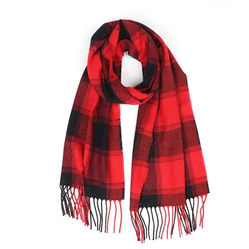 Cashmere Plaid Scarf Winter Pashmina Shawl And Wrap Unisex Thick Foulard Lady Tassel Warm Scarves Bufanda Stole