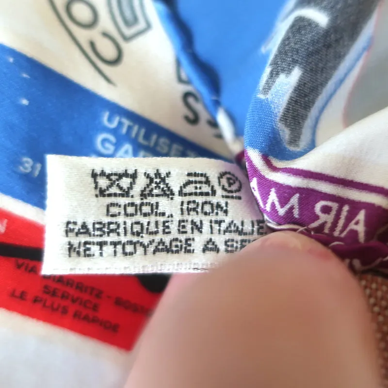 Chanel CC Airlines Scarf White/Multicolor Printed Silk